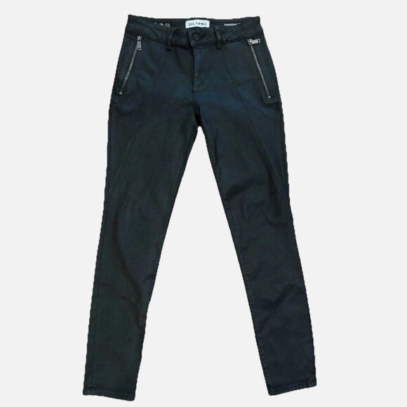 DL 1961 Women's 26" Dark Green Margaux Instasculpt Ankle Skinny Coated Jeans - Picture 1 of 5